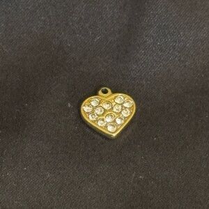 NEW- Heart Charm in Plated Gold & Clear Crystals